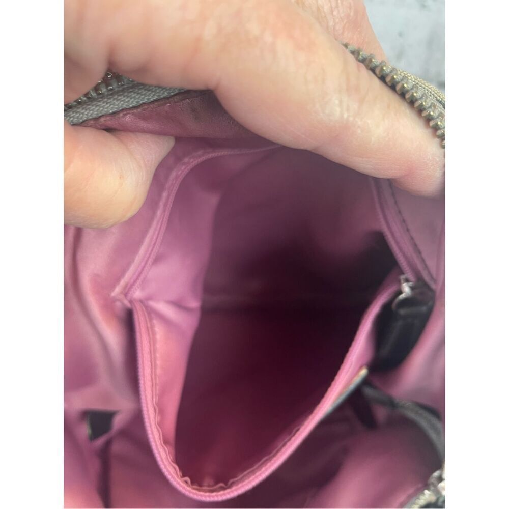 Coach Ashley Signature Satchel Khaki & Black Trim Plum Interior - Picture 8 of 12